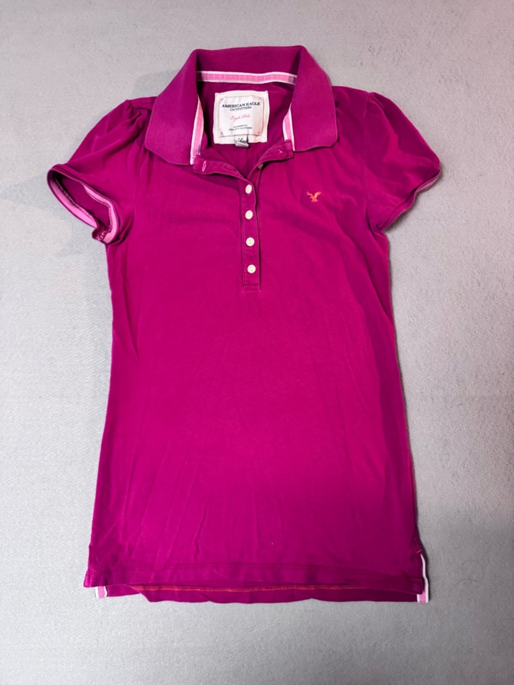 Y2K American Eagle Pink Polo Shirt